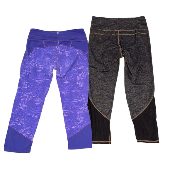 Athleta (2) Leggings Women’s Purple & Grey Cropped Capri Athletic Pants Sz S - Picture 4 of 11